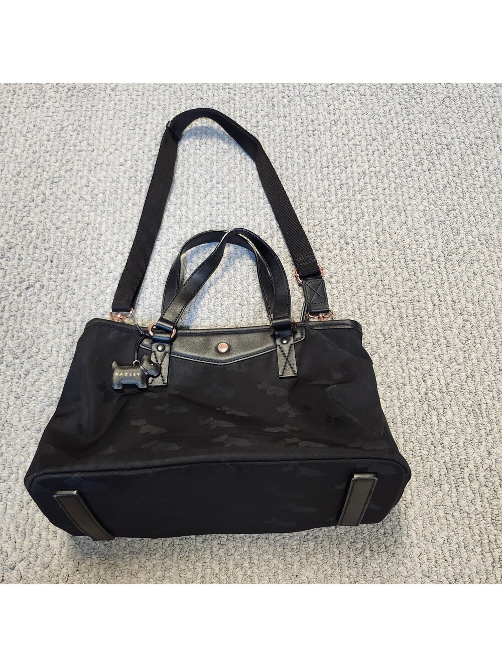 Radley London Black Tote Shoulder Bag with Dog Charm